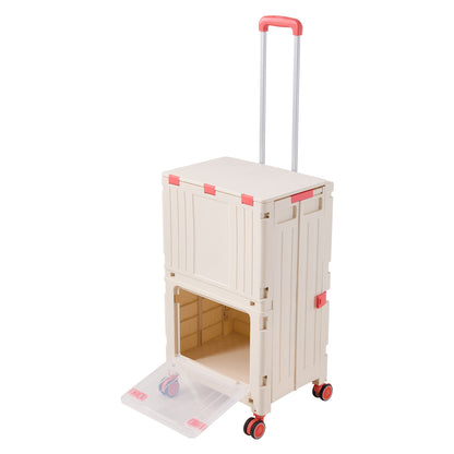 2-Tier Folding 72L Shopping Trolley Cart with Wheels