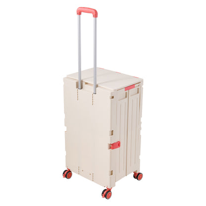 2-Tier Folding 72L Shopping Trolley Cart with Wheels
