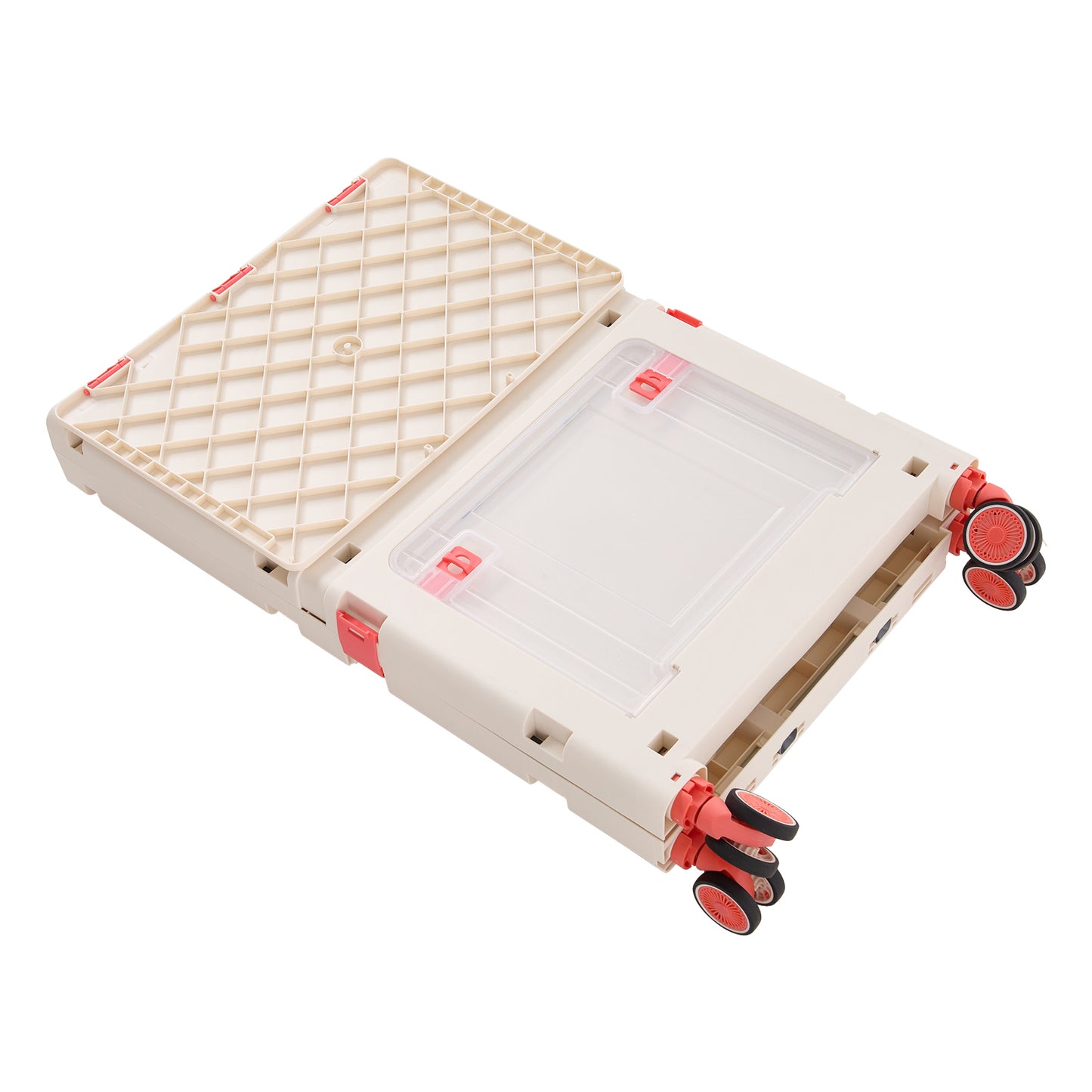 2-Tier Folding 72L Shopping Trolley Cart with Wheels