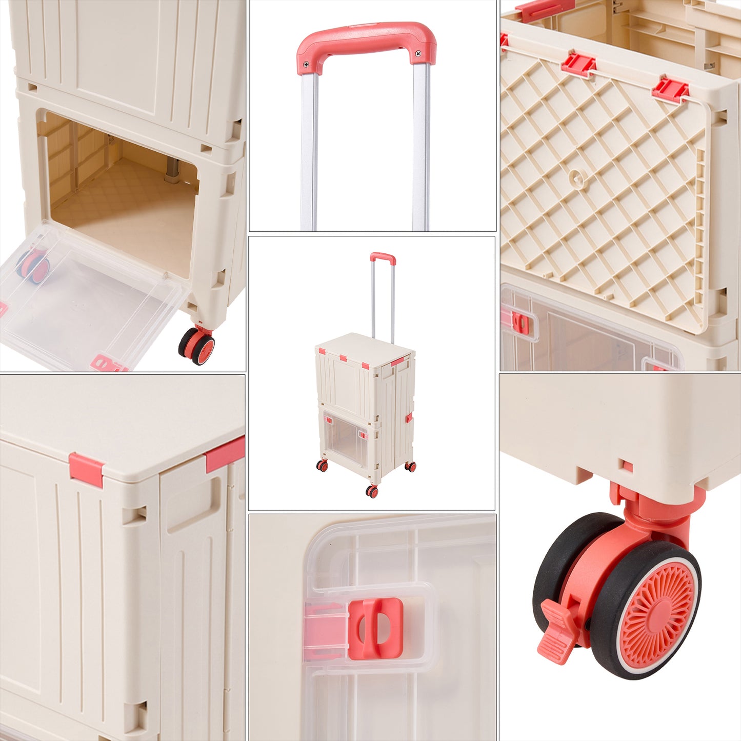 2-Tier Folding 72L Shopping Trolley Cart with Wheels