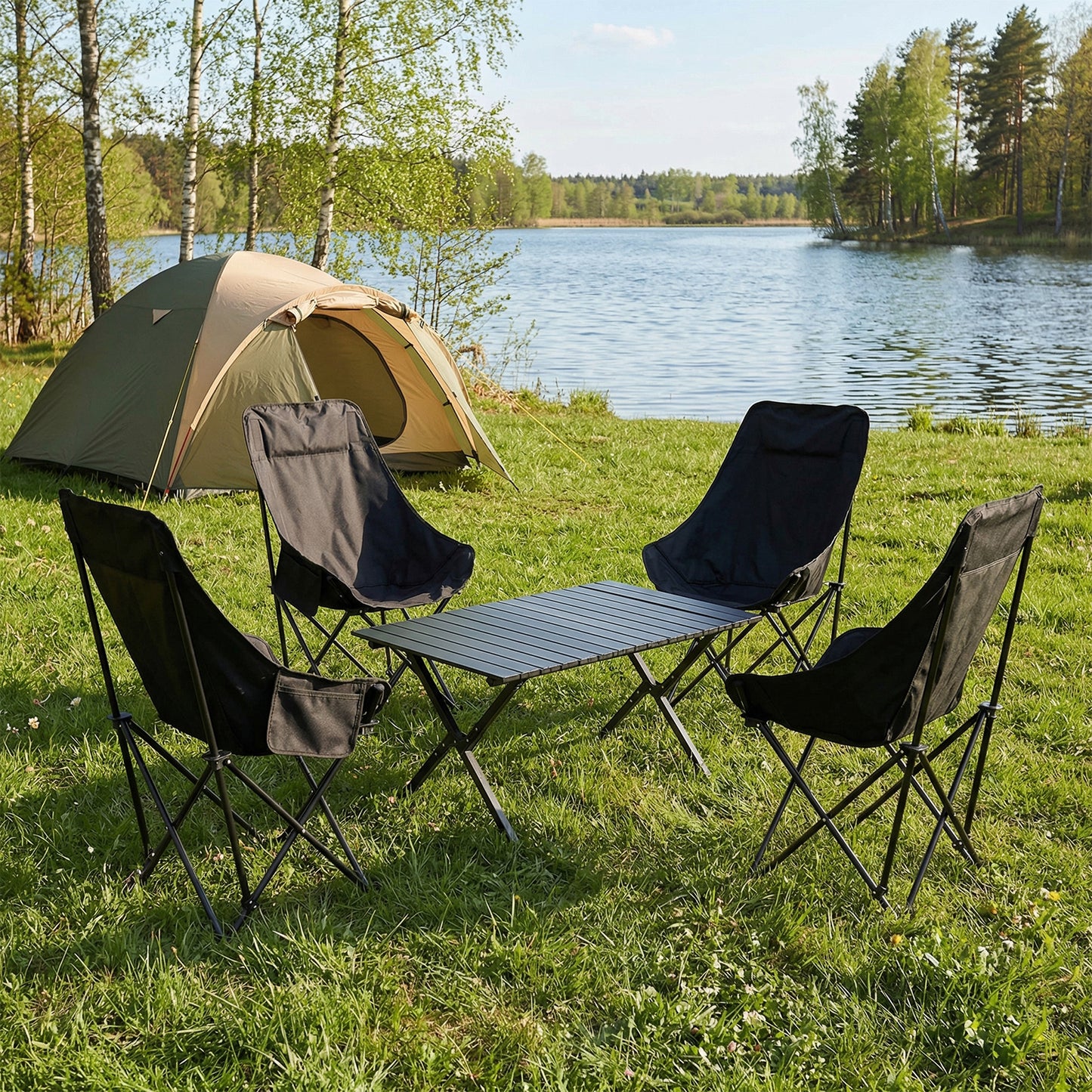 Portable Folding Camping Table with 4 Chairs