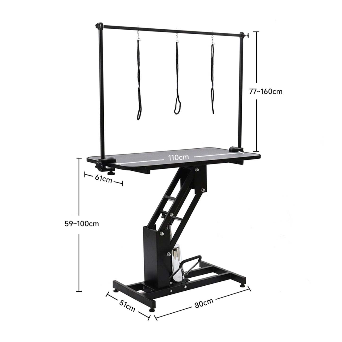 Large Hydraulic Lift Non-slip Pet Trimming Table with Nooses