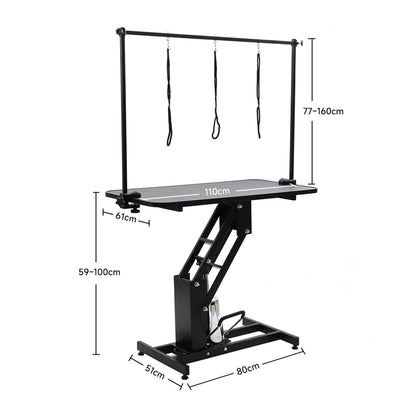 Large Hydraulic Lift Non-slip Pet Trimming Table with Nooses