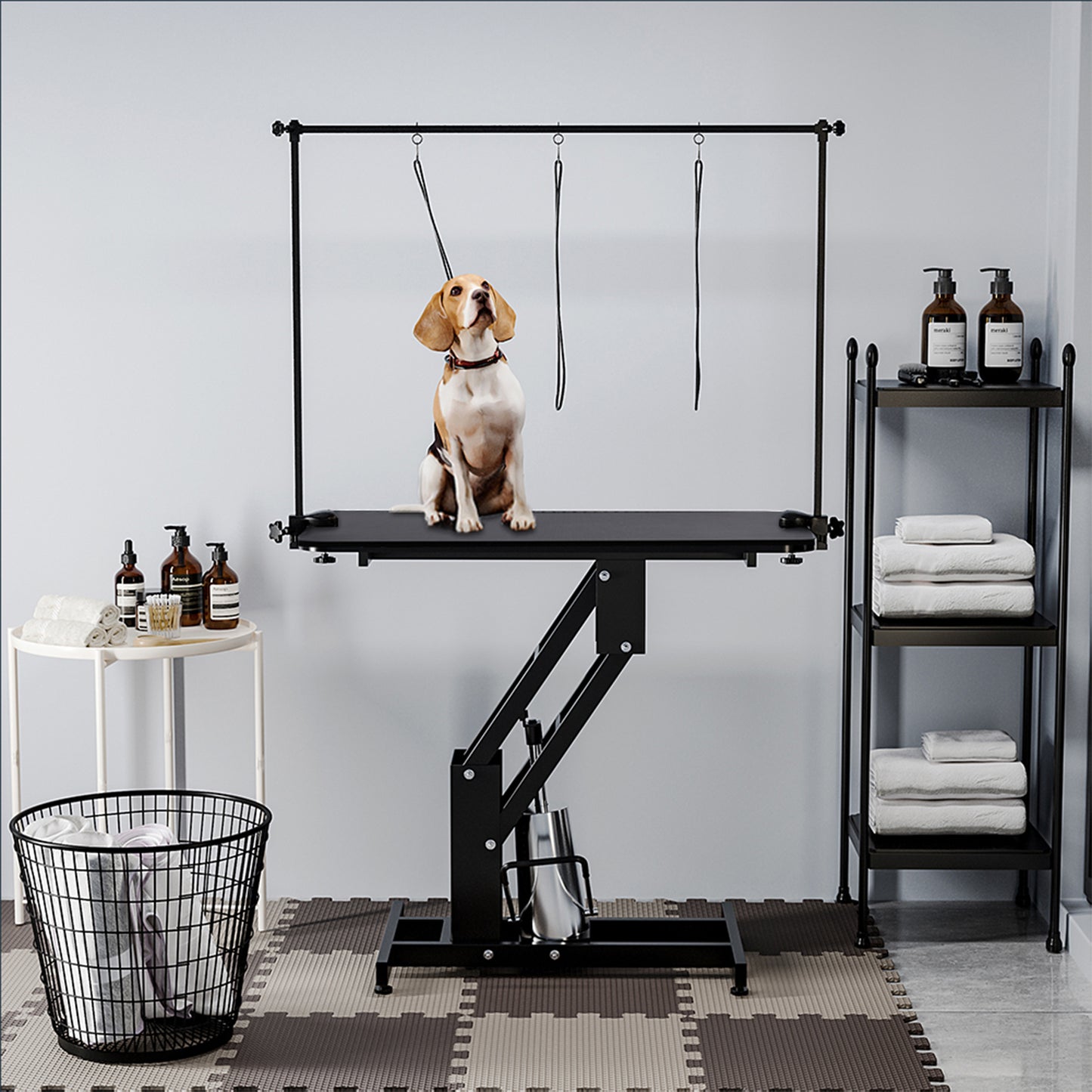 Large Hydraulic Lift Non-slip Pet Trimming Table with Nooses