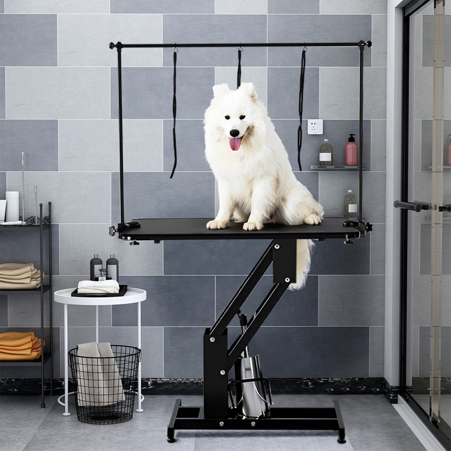 Large Hydraulic Lift Non-slip Pet Trimming Table with Nooses