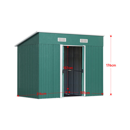 Metal Garden Storage Shed with Skillion Roof Top and Metal Base