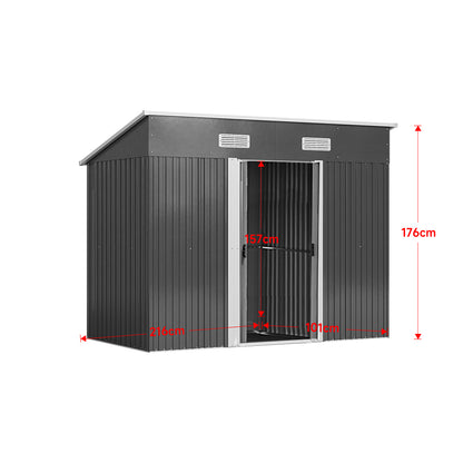 Metal Garden Storage Shed with Skillion Roof Top and Metal Base
