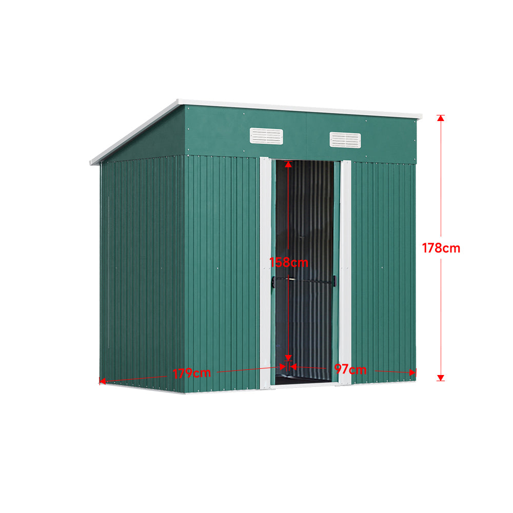 Metal Garden Storage Shed with Skillion Roof Top and Metal Base