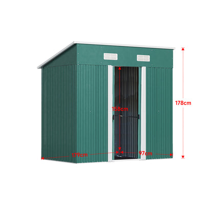 Metal Garden Storage Shed with Skillion Roof Top and Metal Base