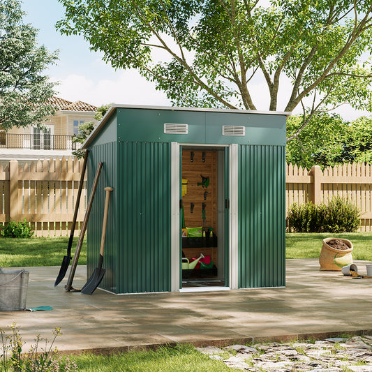 Metal Garden Storage Shed with Skillion Roof Top and Metal Base