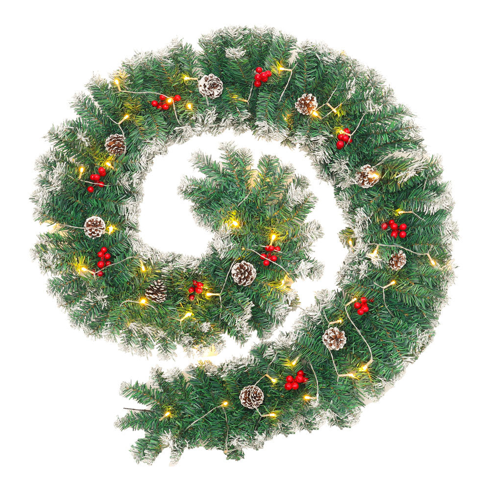 270cm Artificial LED Warm White Light Christmas Garland