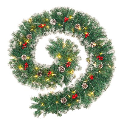 270cm Artificial LED Warm White Light Christmas Garland