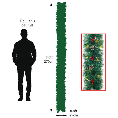 270cm Artificial LED Warm White Light Christmas Garland