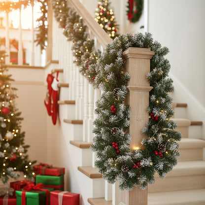 270cm Artificial LED Warm White Light Christmas Garland