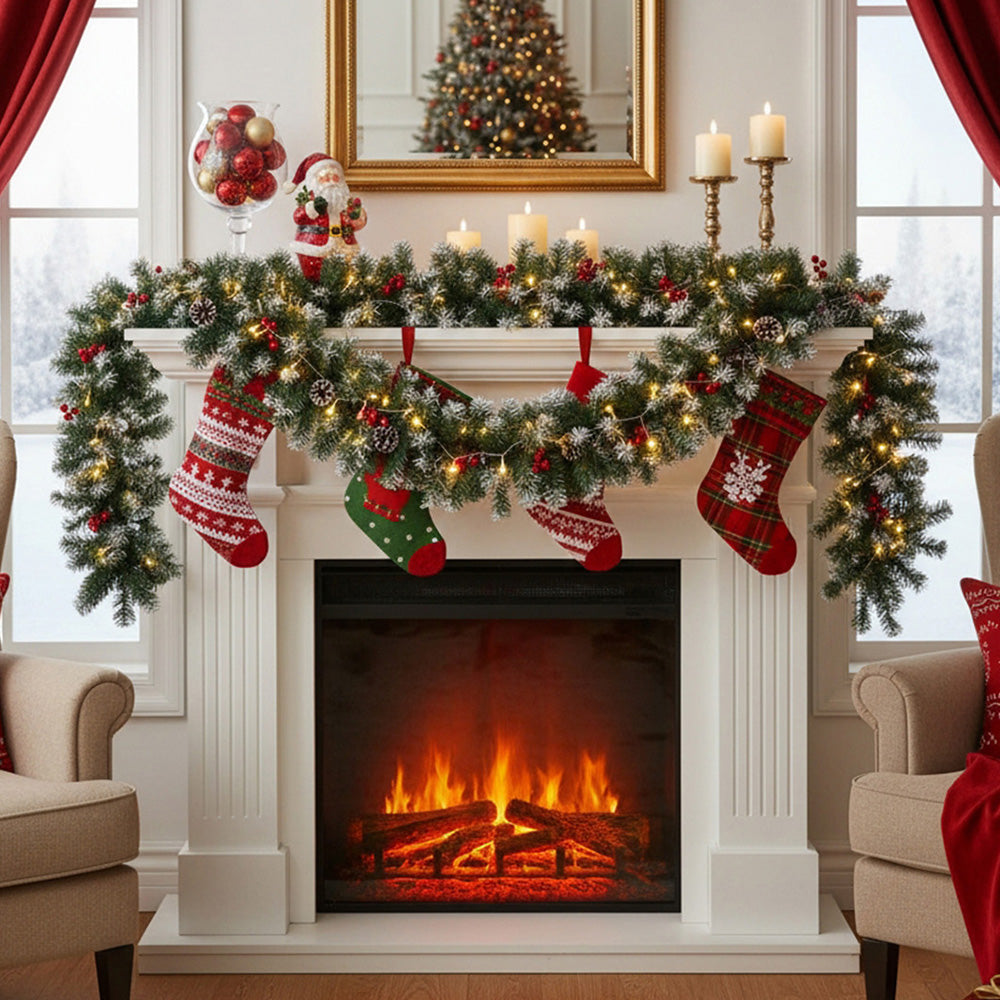 270cm Artificial LED Warm White Light Christmas Garland