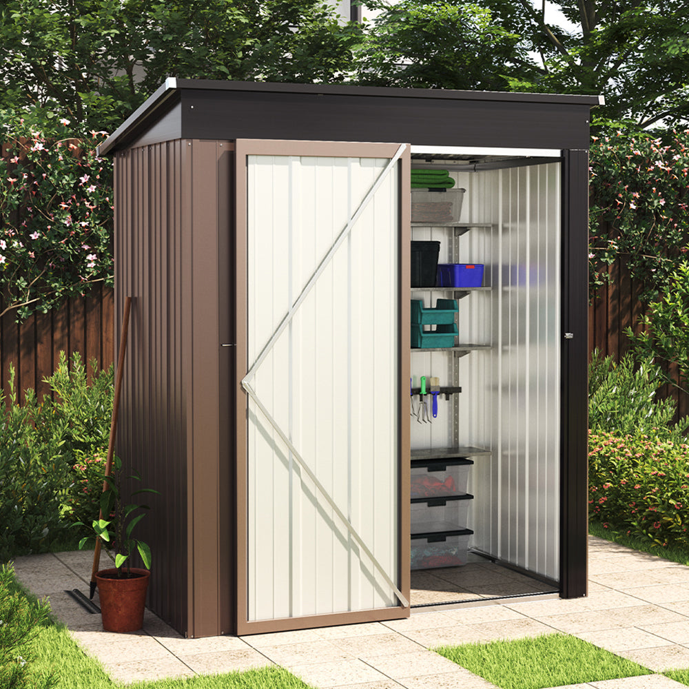 Steel Garden Tool Storage Shed with Gabled Roof Top