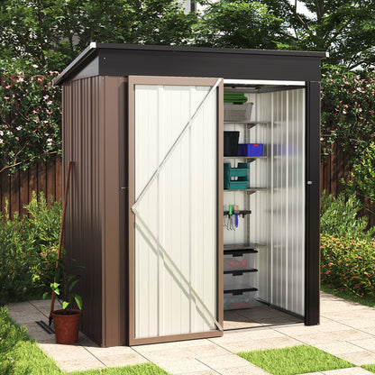Steel Garden Tool Storage Shed with Gabled Roof Top