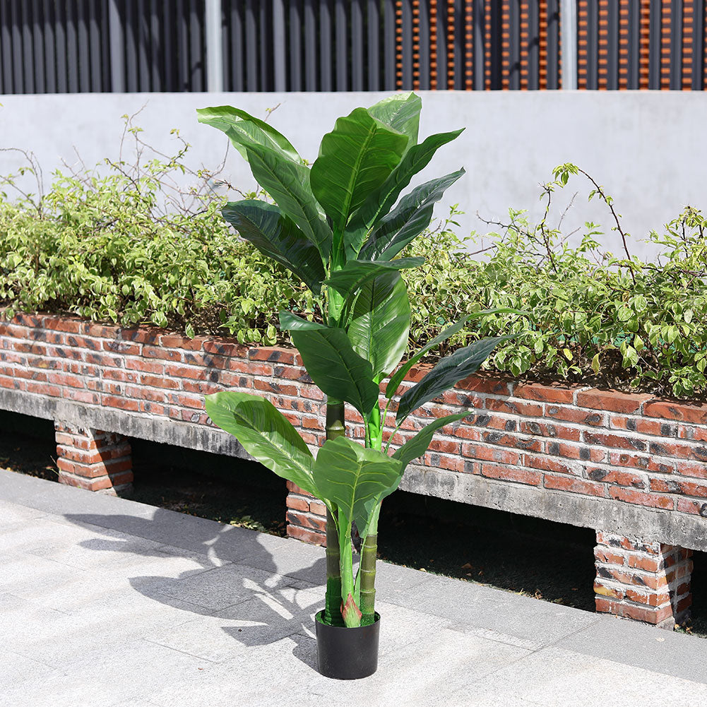 Artificial Tropical Plant with Plastic Flowerpot Home and Office