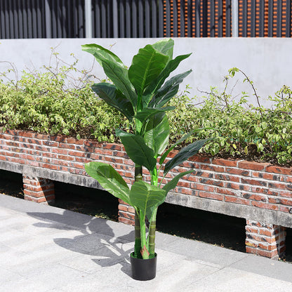 Artificial Tropical Plant with Plastic Flowerpot Home and Office