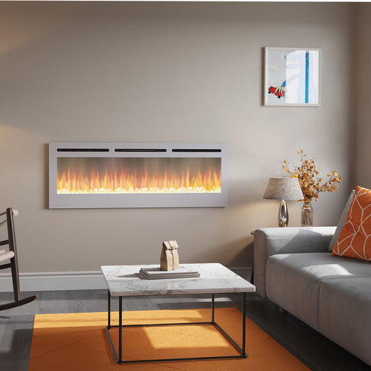 Linear Recessed Electric Fireplace with Remote Control