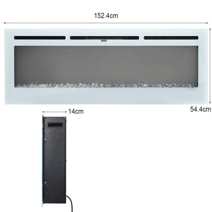 Linear Recessed Electric Fireplace with Remote Control