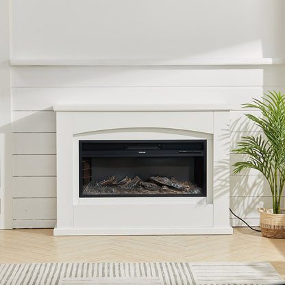 34inch Electric Fireplace with White Wooden Mantel