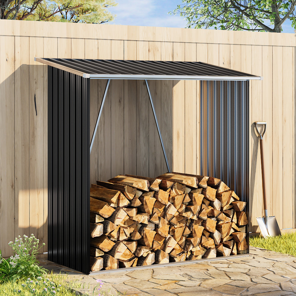 Outdoor Metal Firewood Log Storage Shed