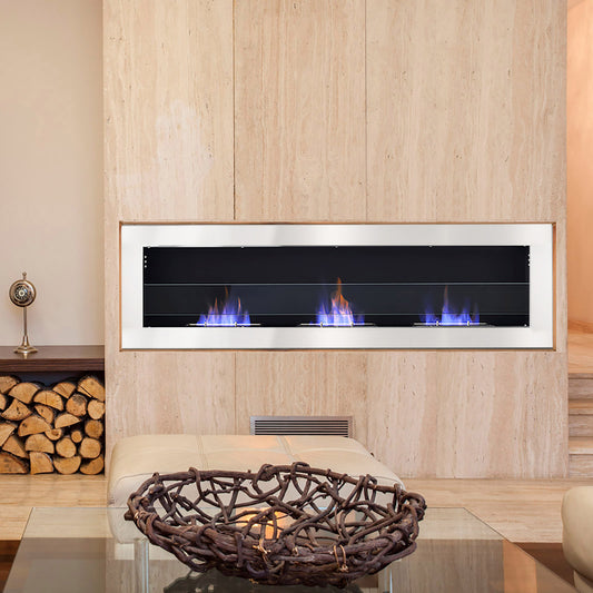 Wall Mounted Stainless Steel Recessed Ethanol Fireplace