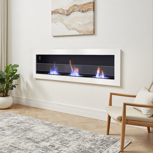 Wall Mounted Stainless Steel Recessed Ethanol Fireplace