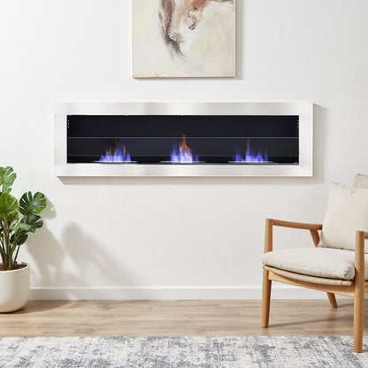 Wall Mounted Stainless Steel Recessed Ethanol Fireplace