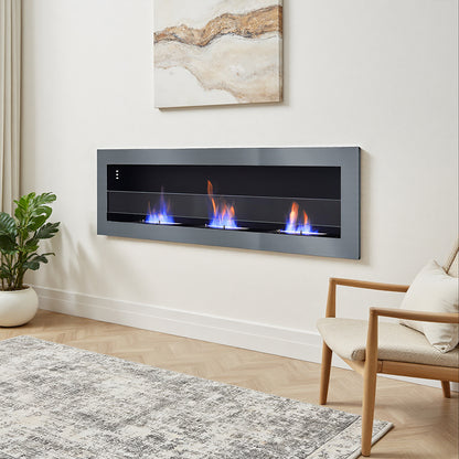 Wall Mounted Bio Ethanol Fireplace with Adjustable Flames