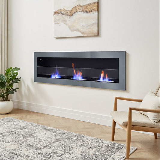 Wall Mounted Bio Ethanol Fireplace with Adjustable Flames