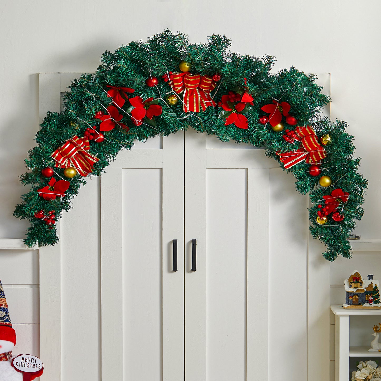 Artificial 180cm Classic Christmas Swag for Front Door Decor