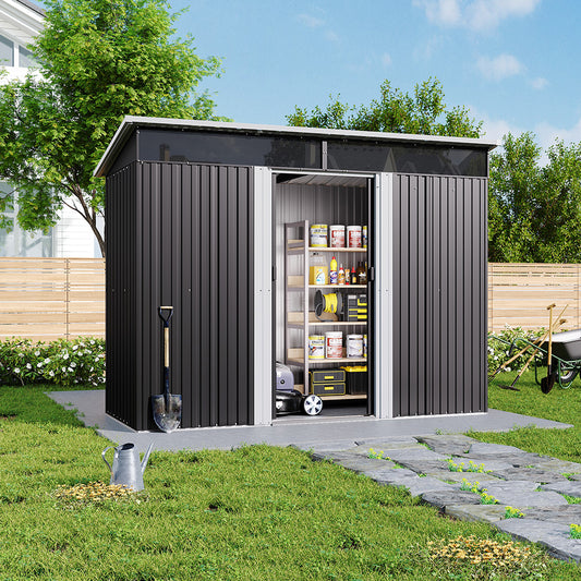 Garden Metal Storage Shed with Lockable Sliding Doors