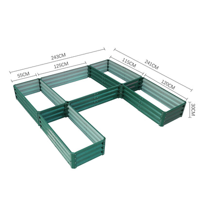5 Compartments U-shaped Raised Garden Bed