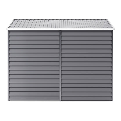 Charcoal Steel Tool Shed with Front Windows and Ventilation