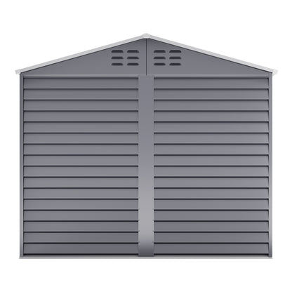 Charcoal Steel Tool Shed with Front Windows and Ventilation