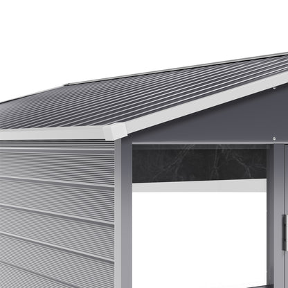 Charcoal Steel Tool Shed with Front Windows and Ventilation