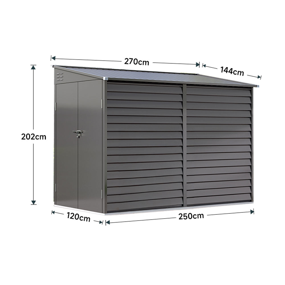Wide Outdoor Lockable Steel Storage Shed