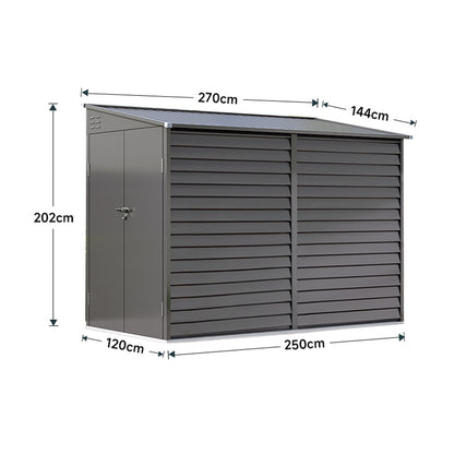 Wide Outdoor Lockable Steel Storage Shed