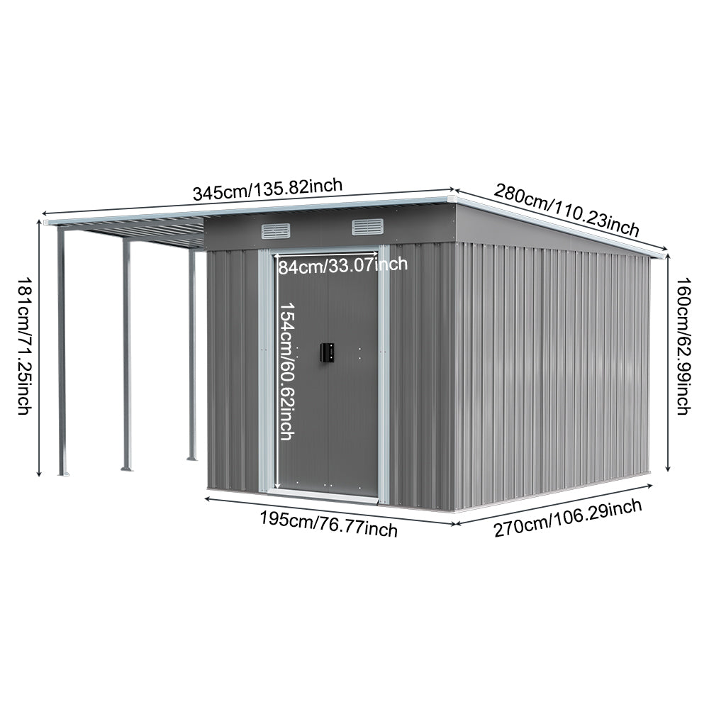 6X9FT Metal Garden Storage Shed with Sliding Door