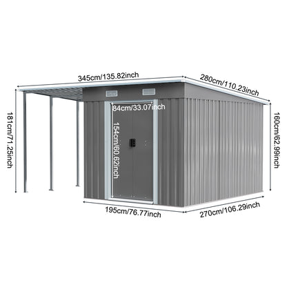 6X9FT Metal Garden Storage Shed with Sliding Door
