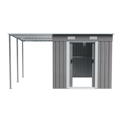 6X9FT Metal Garden Storage Shed with Sliding Door