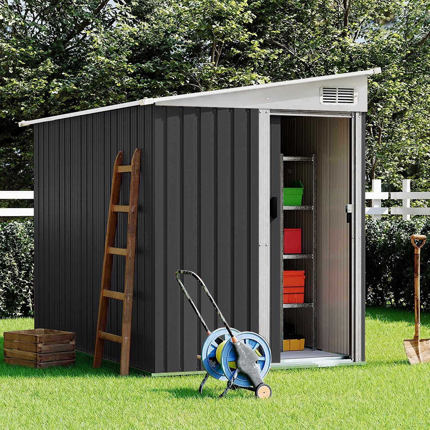5X7FT Sliding Door Pent Roof Garden Tool Shed