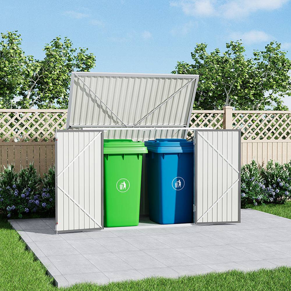 Steel Trash Can Bin Enclosure Storage Shed