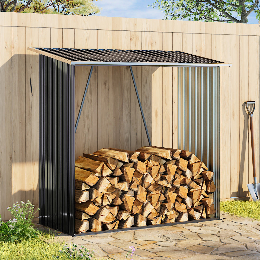 157CM Wide Steel Garden Firewood Log Storage Shed