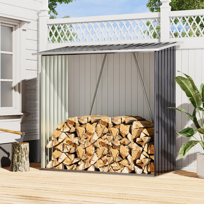 157CM Wide Steel Garden Firewood Log Storage Shed