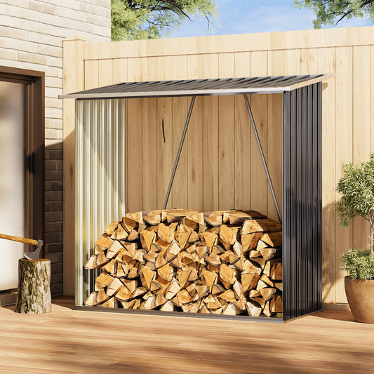 157CM Wide Steel Garden Firewood Log Storage Shed