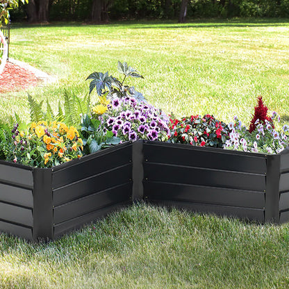 Charcoal Black Outdoor Metal L-Shaped Raised Garden Bed