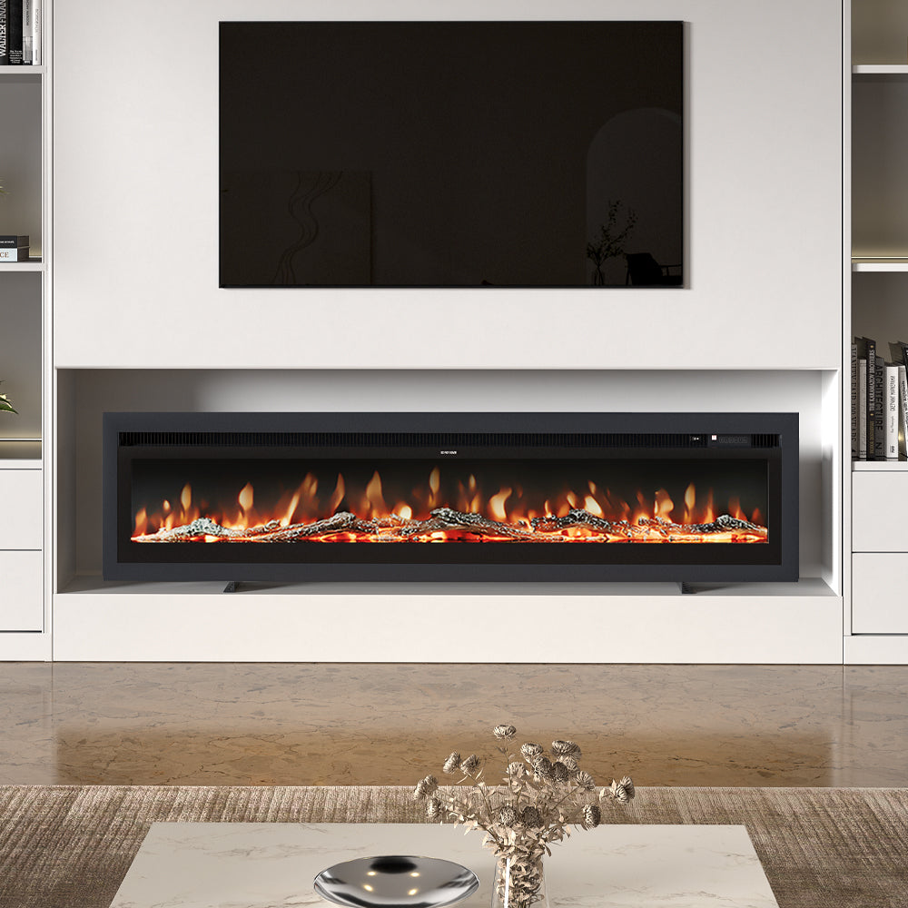 70/80 Inch Electric Fireplace with Remote 9 Flame Colours Freestanding Fireplaces